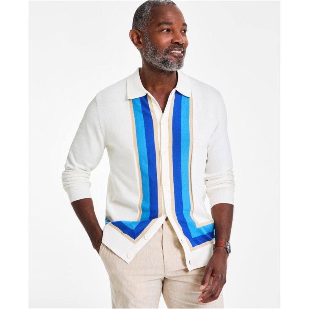 Club Room Mens Retro Colorblocked Cardigan Sweater, NWT